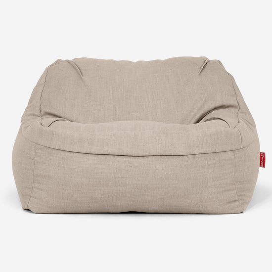 Pufa fotel Sloucher - Faktura lnu Śmietanka 02