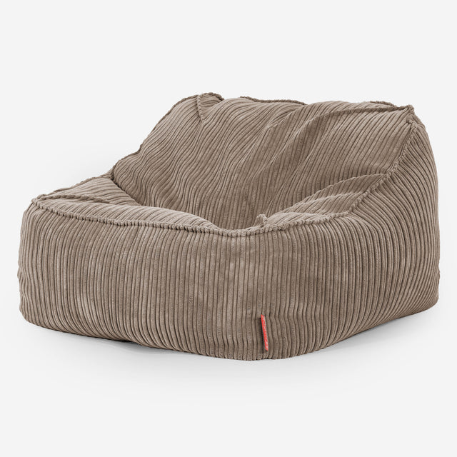 Pufa fotel Sloucher - Klasyczny sztruks Beżowa szarość 01