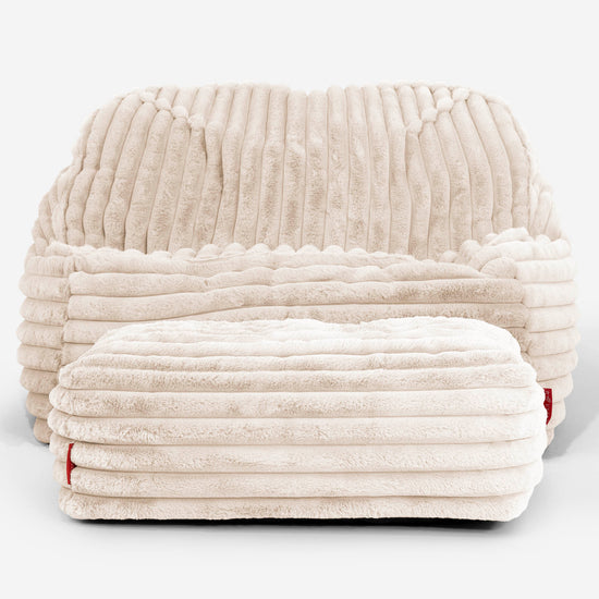 Pufa fotel Sloucher - Sztruks ultra plusz Śmietanka 03