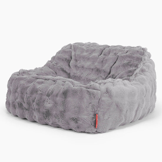 Pufa fotel Sloucher - Sztuczne futro Bąbelkowe Szarość 01