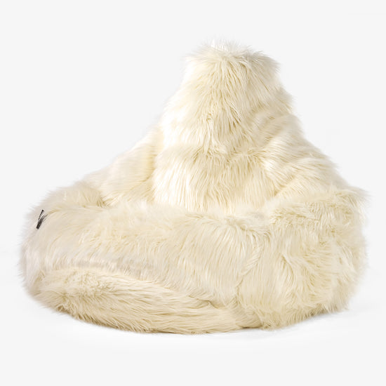 Siedzisko z wysokim oparciem pufa sako - Mongolskie Sztuczne Futro Śmietanka 01