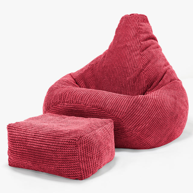 Siedzisko z wysokim oparciem pufa sako - Pom Pom Czerwony pastelowy 01