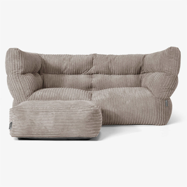 Sofa 2-osobowa pufa Albert 2.0 - Klasyczny sztruks Beżowa szarość 02