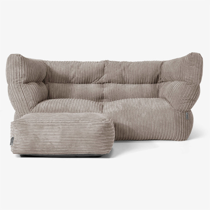 Sofa 2-osobowa pufa Albert 2.0 - Klasyczny sztruks Beżowa szarość 02