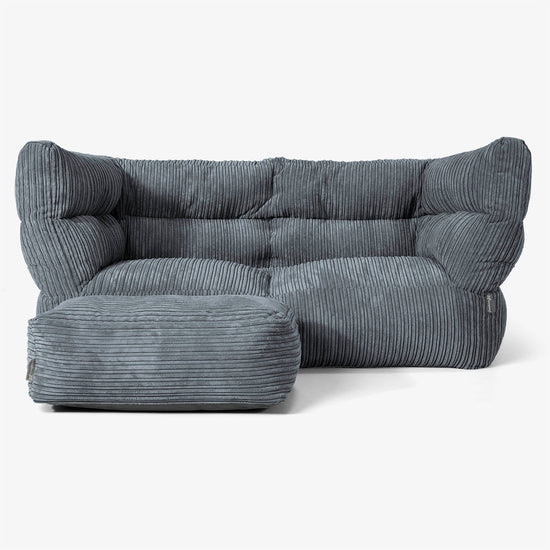 Sofa 2-osobowa pufa Albert 2.0 - Klasyczny sztruks Chłodna szarość 02