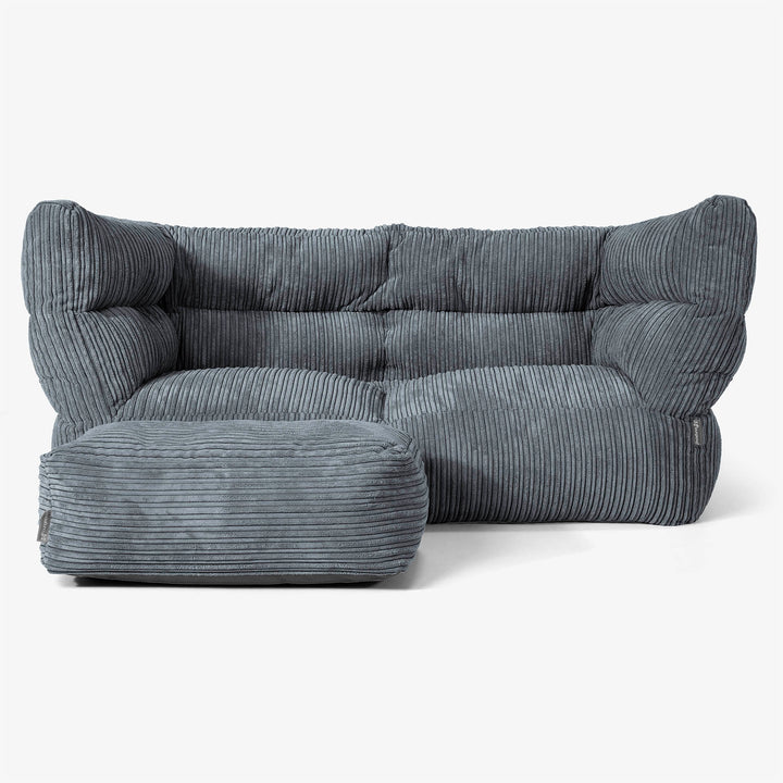 Sofa 2-osobowa pufa Albert 2.0 - Klasyczny sztruks Chłodna szarość 02
