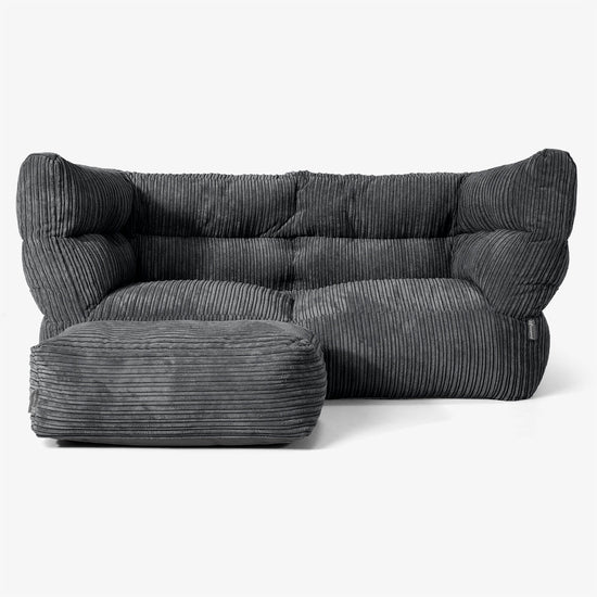 Sofa 2-osobowa pufa Albert 2.0 - Klasyczny sztruks Czerń 02