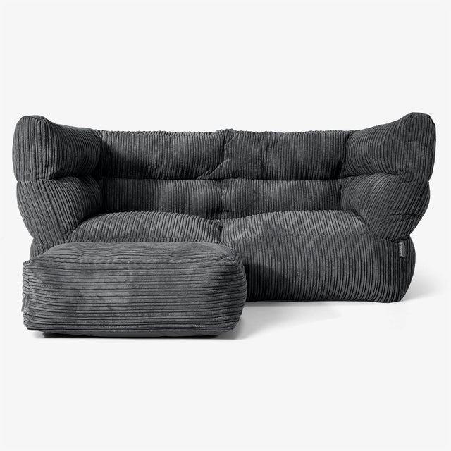 Sofa 2-osobowa pufa Albert 2.0 - Klasyczny sztruks Czerń 02
