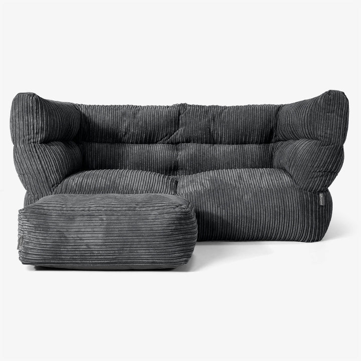 Sofa 2-osobowa pufa Albert 2.0 - Klasyczny sztruks Czerń 02