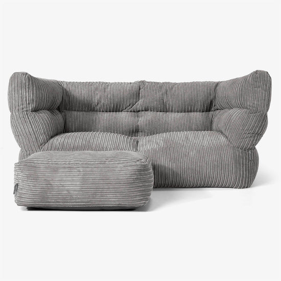 Sofa 2-osobowa pufa Albert 2.0 - Klasyczny sztruks Grafit szarość 02