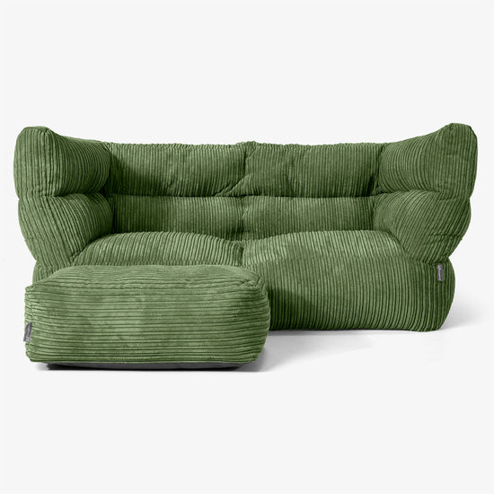 Sofa 2-osobowa pufa Albert 2.0 - Klasyczny sztruks Leśna zieleń 02