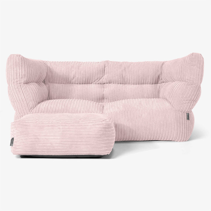 Sofa 2-osobowa pufa Albert 2.0 - Klasyczny sztruks Pudrowy 02