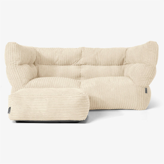 Sofa 2-osobowa pufa Albert 2.0 - Klasyczny sztruks Śmietanka 02