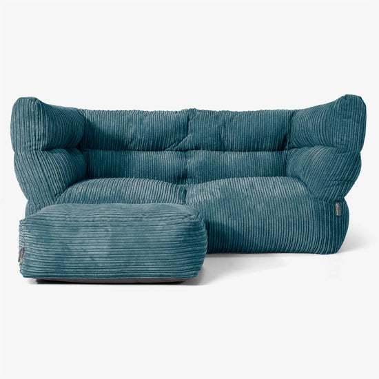 Sofa 2-osobowa pufa Albert 2.0 - Klasyczny sztruks Turkus 02