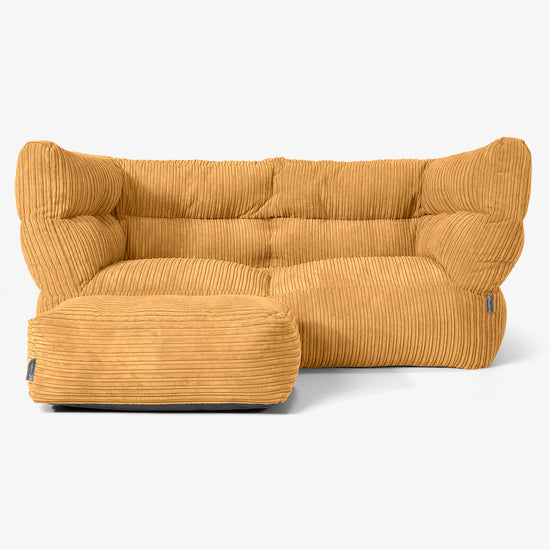 Sofa 2-osobowa pufa Albert 2.0 - Klasyczny sztruks Złoty Miód 02