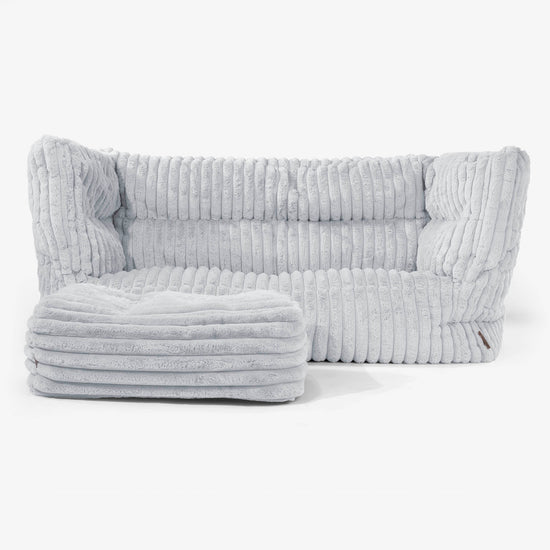 Sofa 2-osobowa pufa Albert 2.0 - Sztruks ultra plusz Kacze jajo niebieskie 02