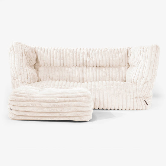 Sofa 2-osobowa pufa Albert 2.0 - Sztruks ultra plusz Śmietanka 02
