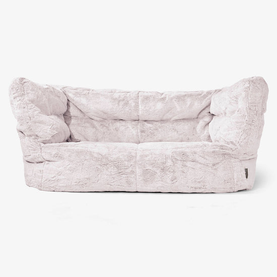 Sofa 2-osobowa pufa Albert 2.0 - Sztuczne futerko z królika Łosoś 01