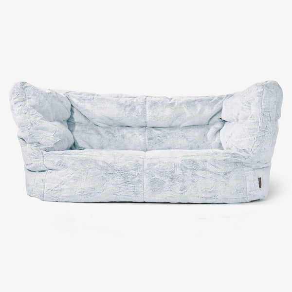 Sofa 2-osobowa pufa Albert 2.0 - Sztuczne futerko z królika Popielaty