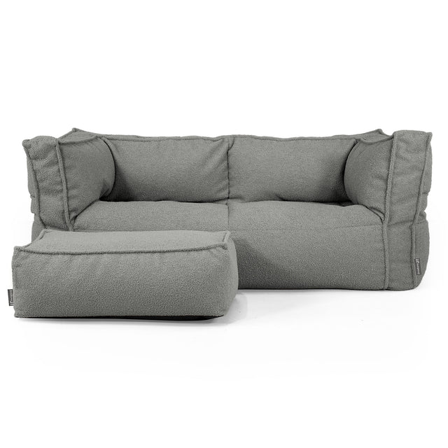 Sofa 2-osobowa pufa Albert - Boucle Szarość