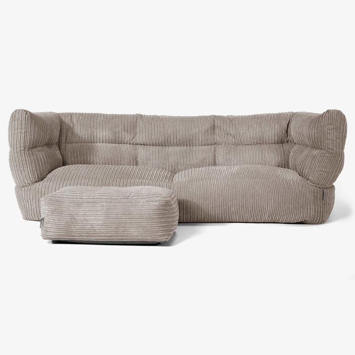 Sofa 3-osobowa pufa Albert 2.0 - Klasyczny sztruks Beżowa szarość 02