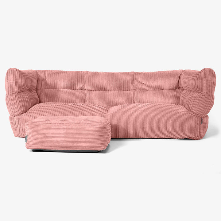Sofa 3-osobowa pufa Albert 2.0 - Klasyczny sztruks Brzoskwinia 02