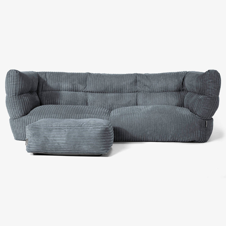 Sofa 3-osobowa pufa Albert 2.0 - Klasyczny sztruks Chłodna szarość 02