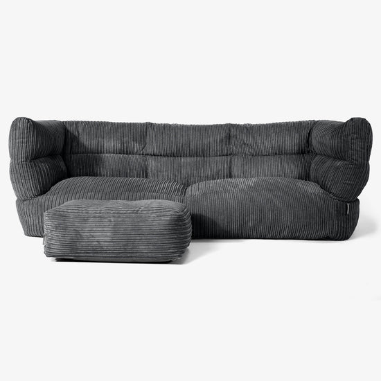 Sofa 3-osobowa pufa Albert 2.0 - Klasyczny sztruks Czerń 02
