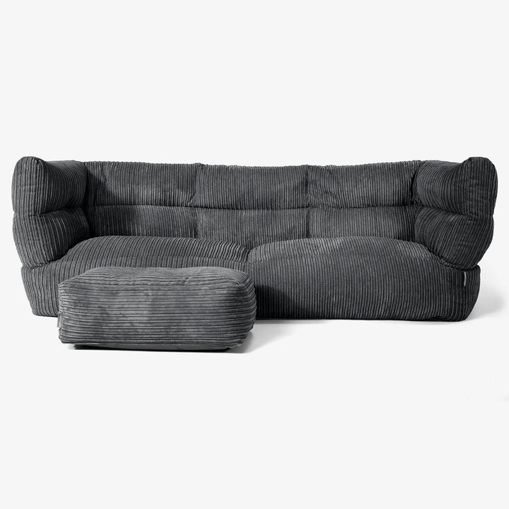 Sofa 3-osobowa pufa Albert 2.0 - Klasyczny sztruks Czerń 02