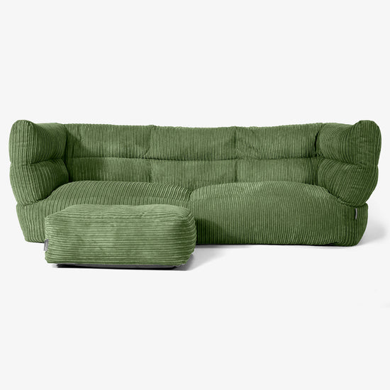 Sofa 3-osobowa pufa Albert 2.0 - Klasyczny sztruks Leśna zieleń 02