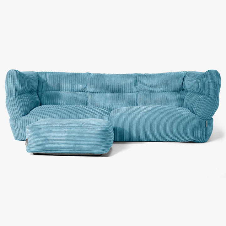 Sofa 3-osobowa pufa Albert 2.0 - Klasyczny sztruks Morski błękit 02