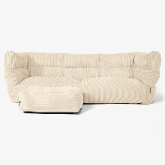 Sofa 3-osobowa pufa Albert 2.0 - Klasyczny sztruks Śmietanka 02