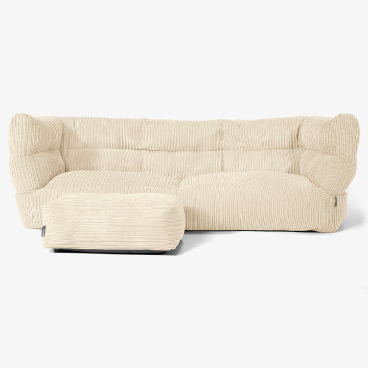 Sofa 3-osobowa pufa Albert 2.0 - Klasyczny sztruks Śmietanka 02
