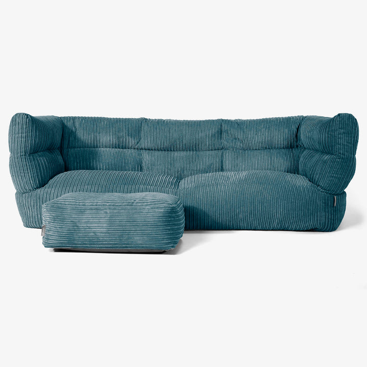 Sofa 3-osobowa pufa Albert 2.0 - Klasyczny sztruks Turkus 02