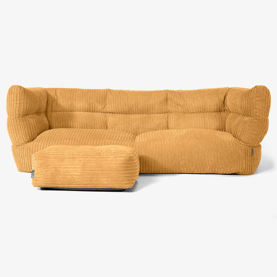 Sofa 3-osobowa pufa Albert 2.0 - Klasyczny sztruks Złoty Miód 02