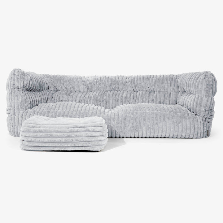 Sofa 3-osobowa pufa Albert 2.0 - Sztruks ultra plusz Kacze jajo niebieskie 02