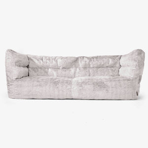 Sofa 3-osobowa pufa Albert 2.0 - Sztuczne futerko z królika Jasna szarość