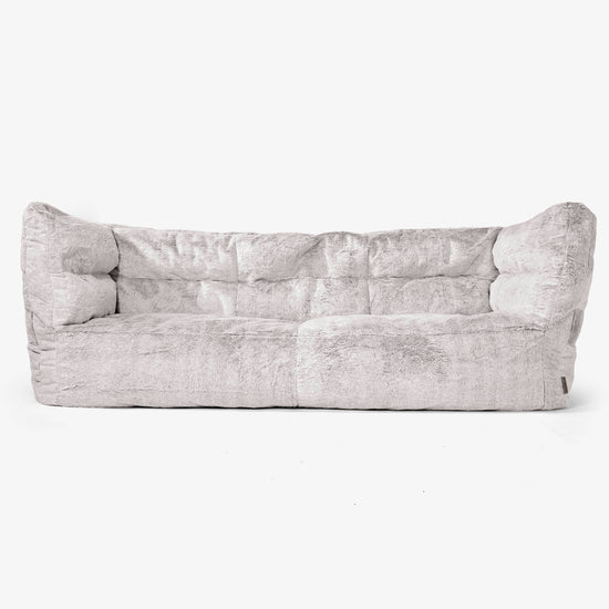 Sofa 3-osobowa pufa Albert 2.0 - Sztuczne futerko z królika Jasna szarość 01