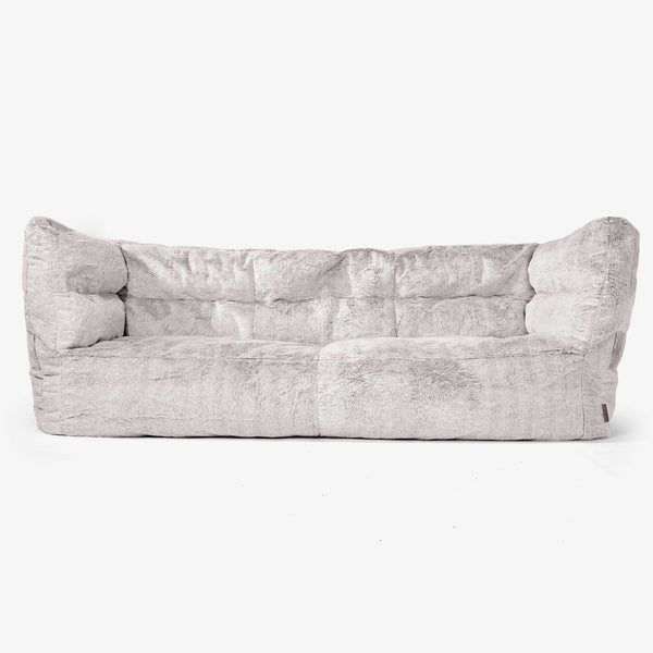 Sofa 3-osobowa pufa Albert 2.0 - Sztuczne futerko z królika Jasna szarość 01