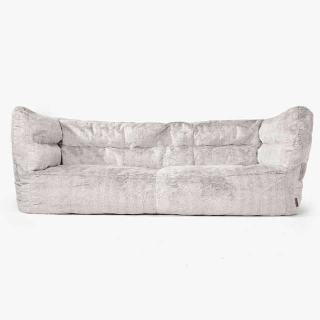 Sofa 3-osobowa pufa Albert 2.0 - Sztuczne futerko z królika Jasna szarość 01