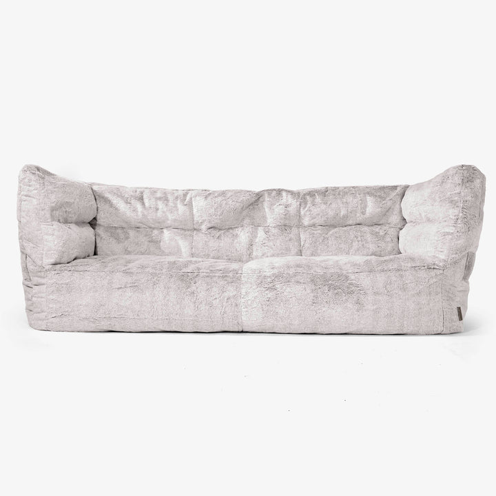 Sofa 3-osobowa pufa Albert 2.0 - Sztuczne futerko z królika Jasna szarość 01