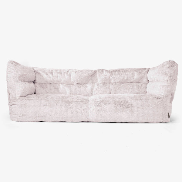 Sofa 3-osobowa pufa Albert 2.0 - Sztuczne futerko z królika Łosoś 01