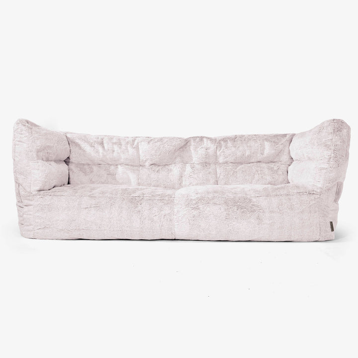 Sofa 3-osobowa pufa Albert 2.0 - Sztuczne futerko z królika Łosoś 01