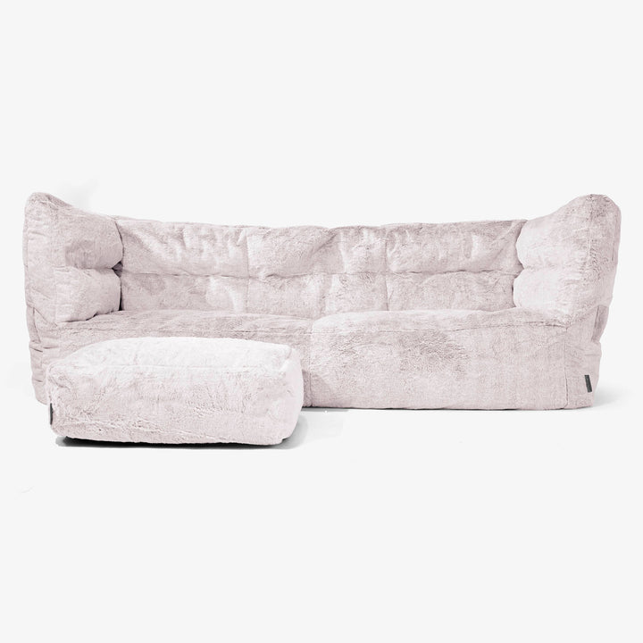 Sofa 3-osobowa pufa Albert 2.0 - Sztuczne futerko z królika Łosoś 02