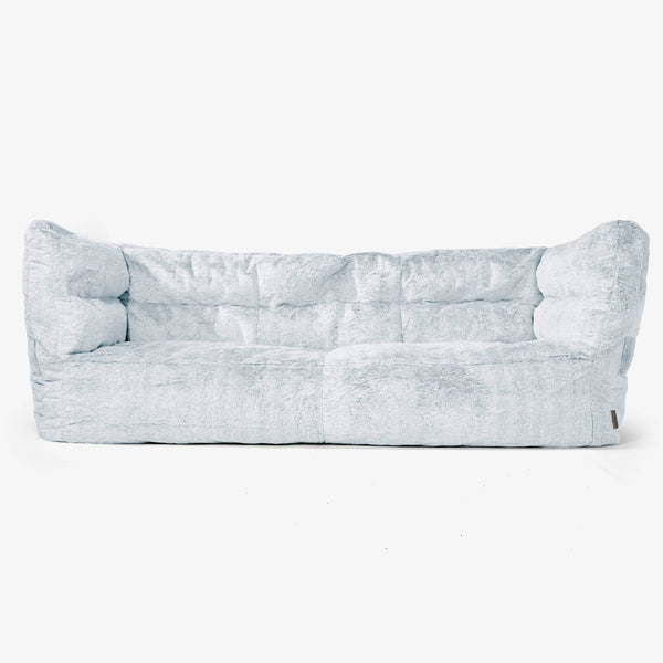 Sofa 3-osobowa pufa Albert 2.0 - Sztuczne futerko z królika Popielaty 01