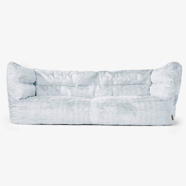Sofa 3-osobowa pufa Albert 2.0 - Sztuczne futerko z królika Popielaty 01