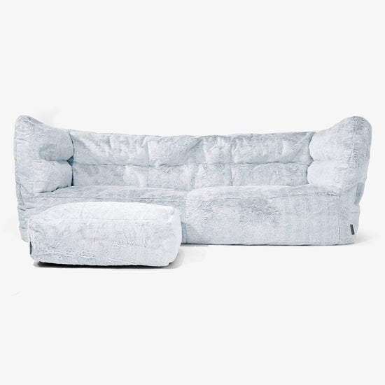 Sofa 3-osobowa pufa Albert 2.0 - Sztuczne futerko z królika Popielaty 02