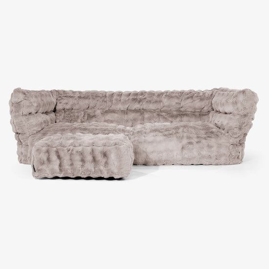 Sofa 3-osobowa pufa Albert 2.0 - Sztuczne futro Bąbelkowe Mysi 02