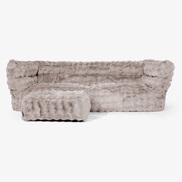Sofa 3-osobowa pufa Albert 2.0 - Sztuczne futro Bąbelkowe Mysi 02