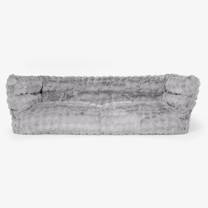 Sofa 3-osobowa pufa Albert 2.0 - Sztuczne futro Bąbelkowe Szarość